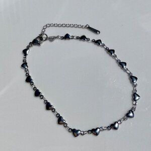 Silver Heart Chain Necklace Stainless Steel